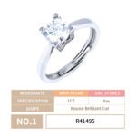 "Letter HW" Round Cut Sterling Moissanite Engagement Ring - Image 6
