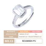 0.5CT Emerald Cut Moissanite Engagement Ring - Image 5