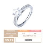 6-Claws Queen Round Moissanite Ring - Image 5