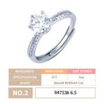 Round Cut 1ct 6.5mm Moissanite Star Queen Engagement Ring - Image 5