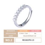 2.5MM Round 7 Stones Moissanite Weddding Band - Image 5
