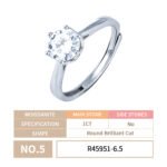 6-Prong Lotus Prong Round Brilliant Moissanite Solitaire Ring - Image 5