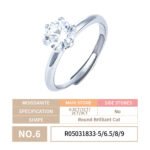 6-Prong Round Brilliant Cut Moissanite Engagement Ring - Image 7