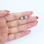 Round Moissanite Elegant Halo Stud Moissanite Earrings - Image 5