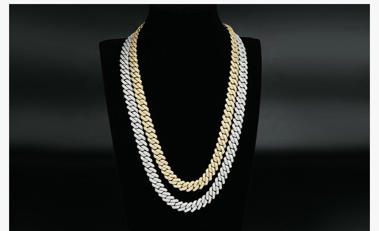 12mm Rhombic style Cuban Iced Out Moissanite bracelet necklace