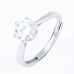 6-Prong Lotus Prong Round Brilliant Moissanite Solitaire Ring - Image 3