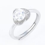 Round Moissanite Heart Pave Promise Engagement Ring - Image 3