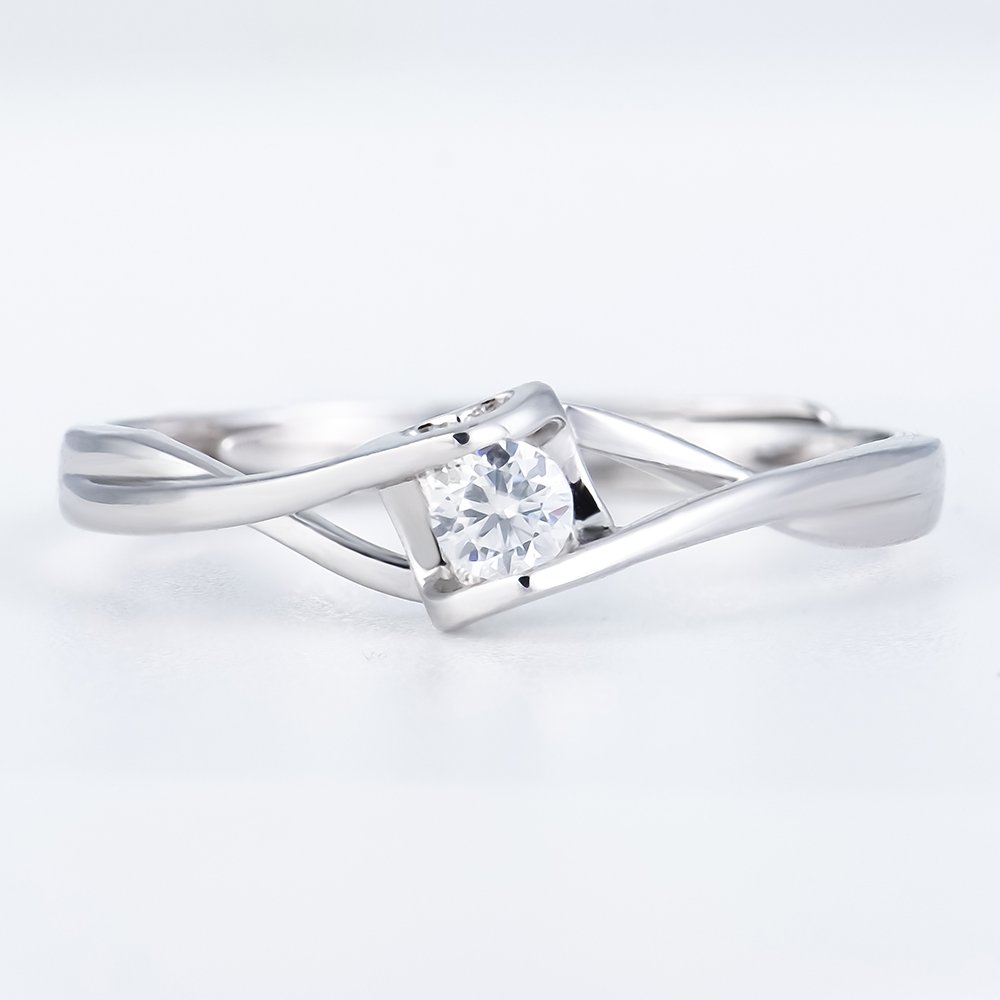 P1097001 拷贝 Angel Unique Split Band Moissanite Engagement Ring - Image 1