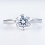 6-Prong Lotus Prong Round Brilliant Moissanite Solitaire Ring