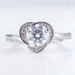 Round Moissanite Heart Pave Promise Engagement Ring