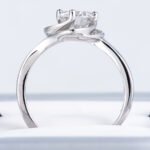 Round Moissanite Heart Pave Promise Engagement Ring - Image 2