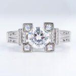 Romantic Eiffel Tower Moissanite Engagement Ring