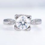 Round Moissanite Unique Tension Setting Ring - Image 4