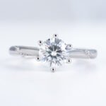 1CT Round Cut Moissanite Ring With Stone Set Shoulders