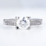Double Row Design Bull Head Style Moissanite Ring