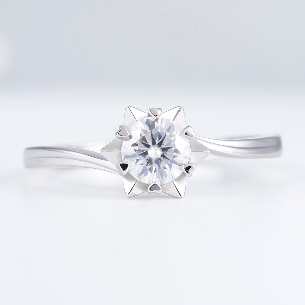 P1097194 拷贝 Snowflake Twisted Shank Moissanite Engagement Ring - Image 1