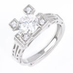 Romantic Eiffel Tower Moissanite Engagement Ring - Image 3