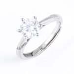 1CT Round Cut Moissanite Ring With Stone Set Shoulders - Image 2