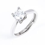 "Letter HW" Round Cut Sterling Moissanite Engagement Ring