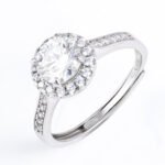 Round cut Halo Moissanite Engagement Ring - Image 3