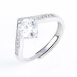 Solitaire Chevron Round Moissanite Engagement Ring - Image 3