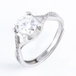 Criss Cross Solitaire Round Cut Moissanite Engagement Ring - Image 3
