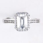 0.5CT Emerald Cut Moissanite Engagement Ring