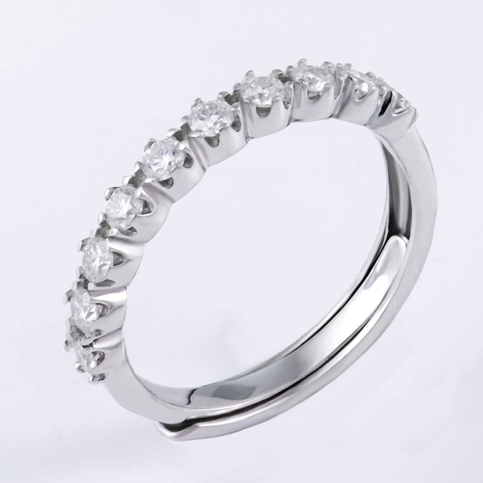 P1108385 拷贝 2.3MM ROUND 10 STONE MOISSANITE WEDDING BAND - Image 1