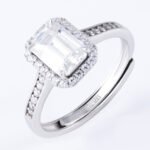 0.5CT Emerald Cut Moissanite Engagement Ring - Image 2