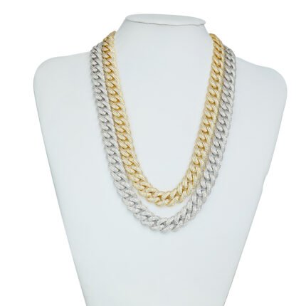 14mm 3-Row Moissanite Iced out Cuban bracelet necklace