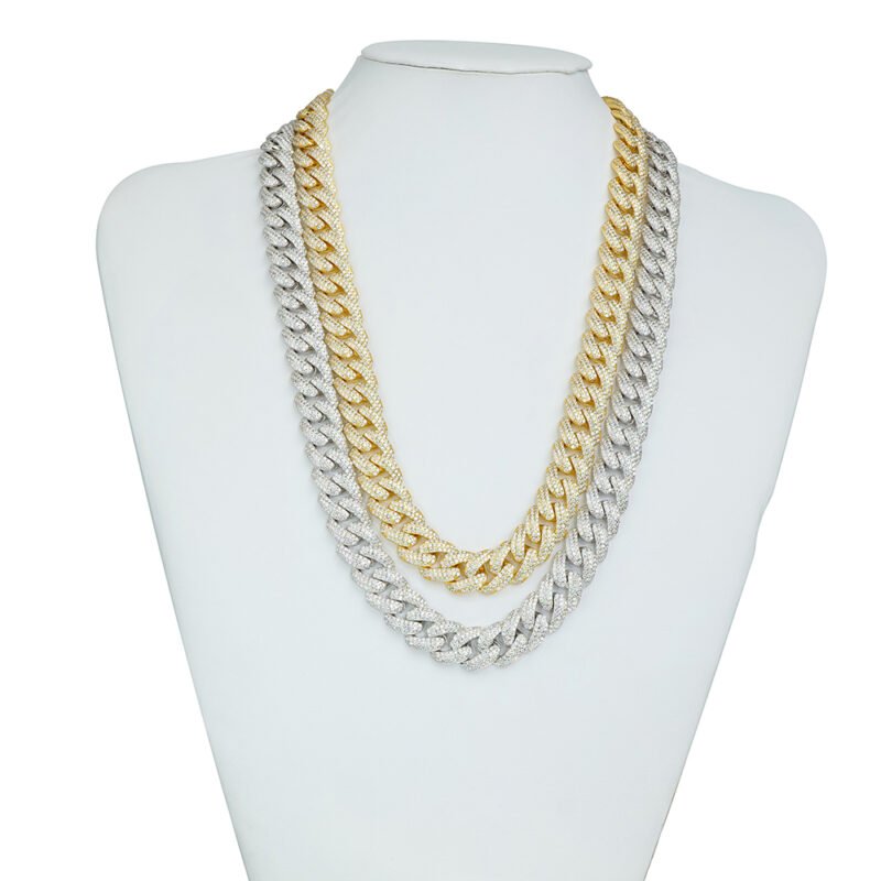 14mm 3-Row Moissanite Iced out Cuban bracelet necklace