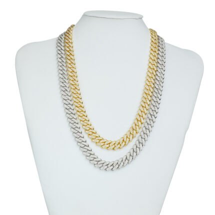 12mm Rhombic style Cuban Iced Out Moissanite bracelet necklace