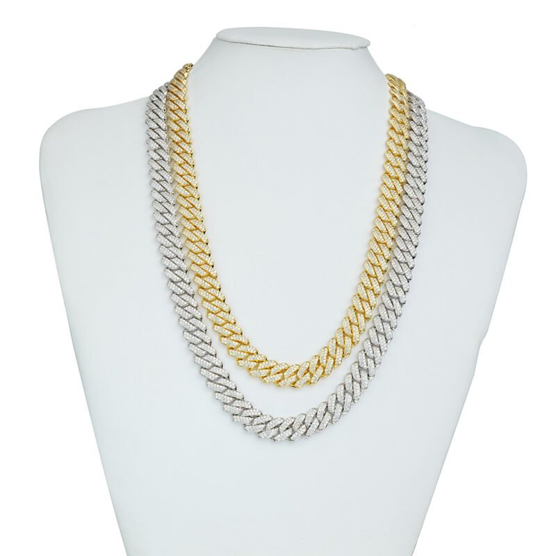 12mm Rhombic style Cuban Iced Out Moissanite bracelet necklace