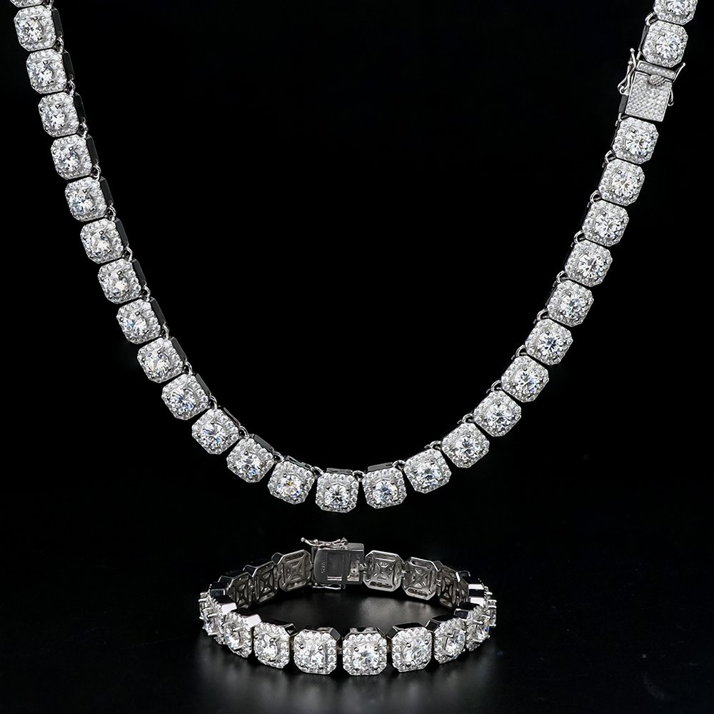 P1308101 拷贝 Iced-Out Ice Cube Shaped Link Chain Square - Image 1