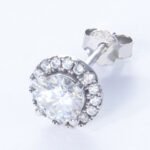 Round Moissanite Elegant Halo Stud Moissanite Earrings - Image 2