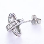925 Sterling Silver X-Shape Moissanite Earrings - Image 3