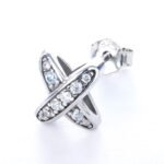 925 Sterling Silver X-Shape Moissanite Earrings - Image 2