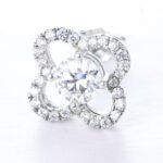 Clover Shape Moissanite Earrings, 925 Sterling Silver - Image 2