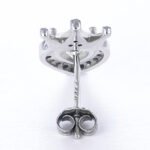 Heart and Crown Mismatch Stud Moissanite Earrings in Sterling Silver - Image 5