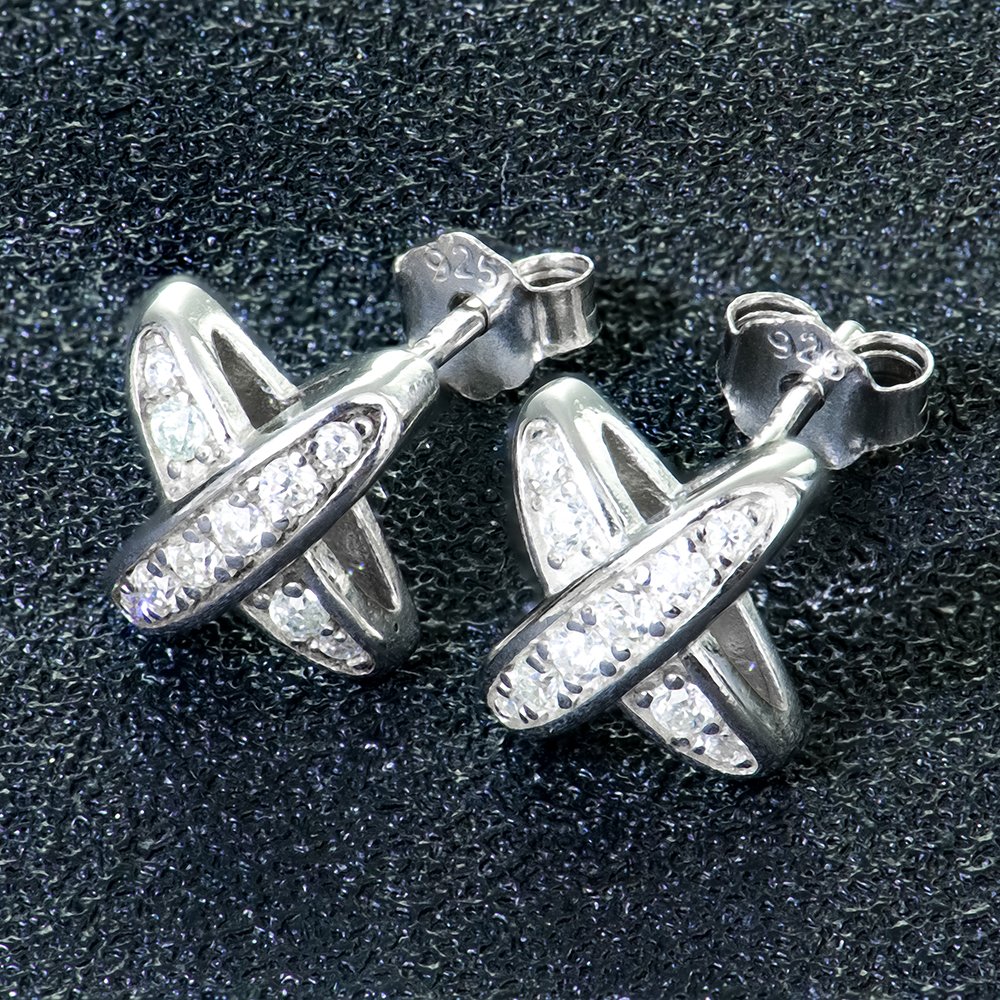 P1955154 拷贝 925 Sterling Silver X-Shape Moissanite Earrings - Image 1