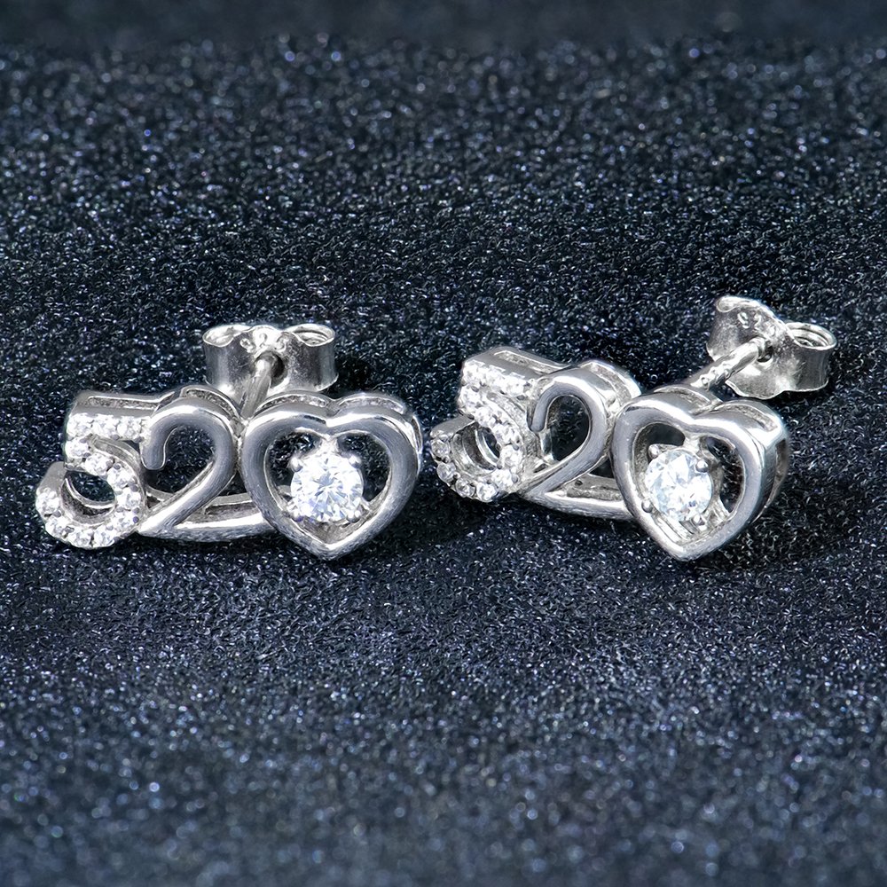 P1955671 拷贝 925 Sterling Digital Love Moissanite Earrings - Image 1