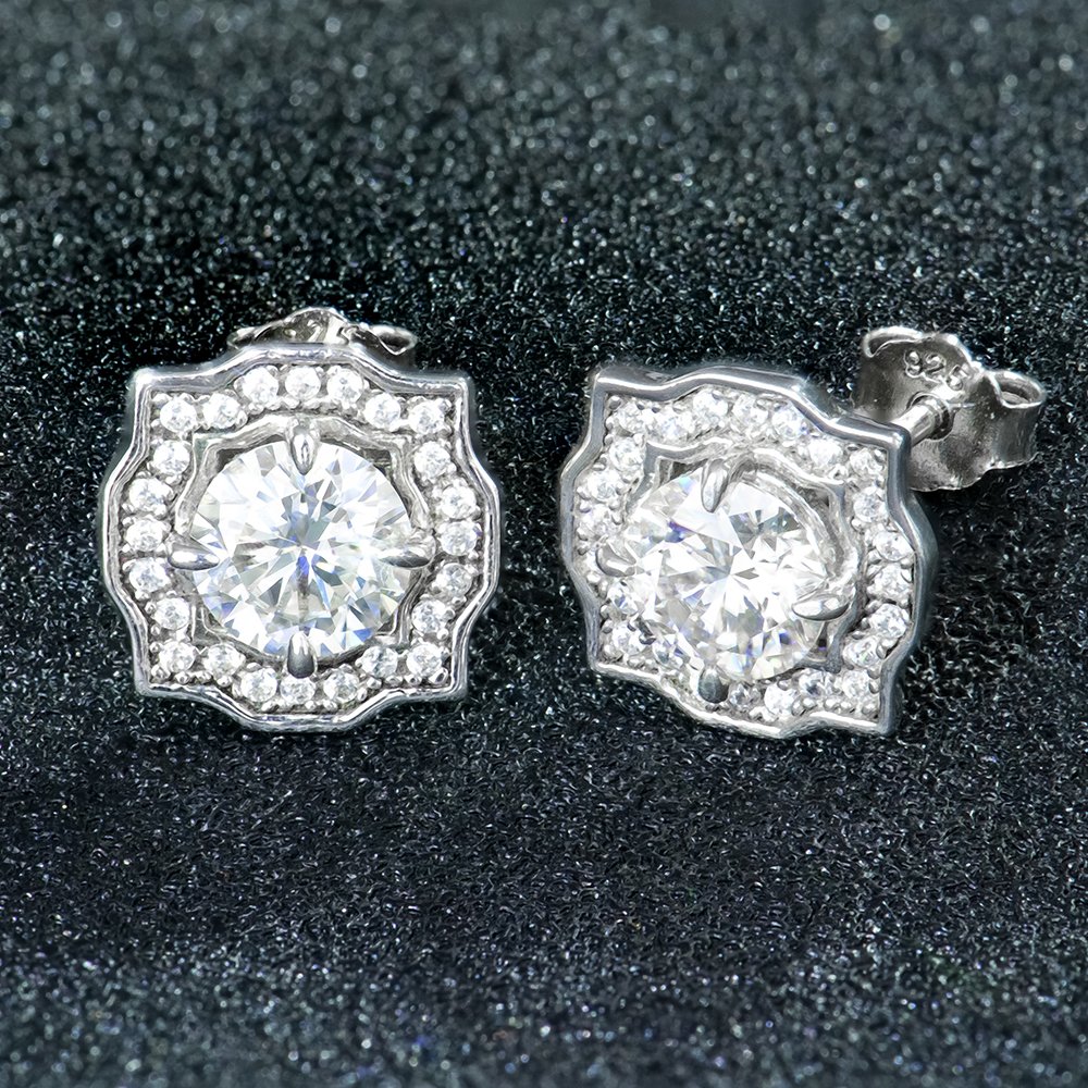 P1965820 拷贝 Infinity Moissanite Earrings, 925 Sterling Silver - Image 1