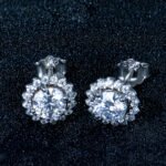 Sunflower Moissanite Earrings, 925 Sterling Silver