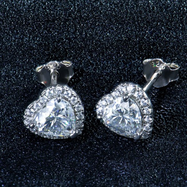 Women April White Heart Moissanite Earrings