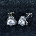 Floral Moissanite Earrings, 925 Sterling Silver