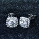 Square Moissanite Earrings in Sterling 925 Silver