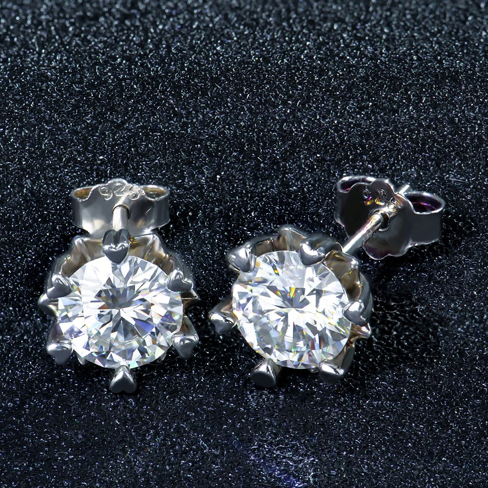 P1966180 拷贝 Classic Snowflake Solitaire Stud Moissanite Earrings - Image 1