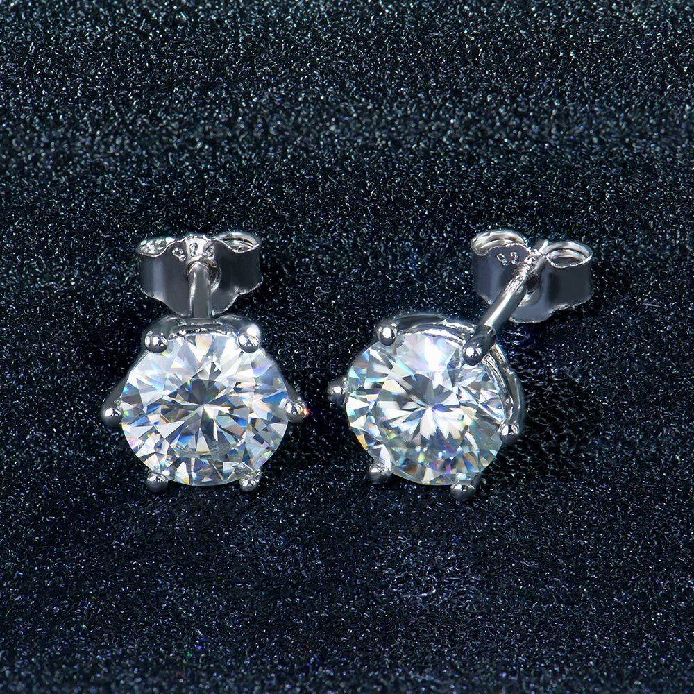 P1966274 拷贝 Classic Six claws Stud Moissanite Earrings - Image 1