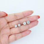 Classic Snowflake Solitaire Stud Moissanite Earrings - Image 6