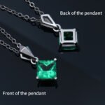 Lab Grown Colombian Emerald Princess Cut Pendant 925 Sterling Silver - Image 3
